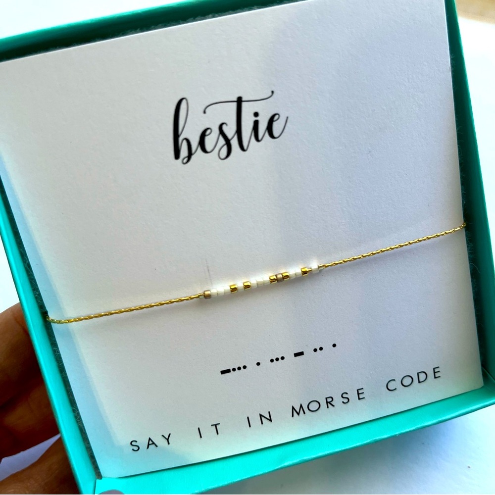 New Gold Morse Code “Bestie” Bracelet